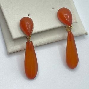 Vtg Kaliningrad Amber Co. Baltic Amber Clip On Dangle Earrings 1.8”